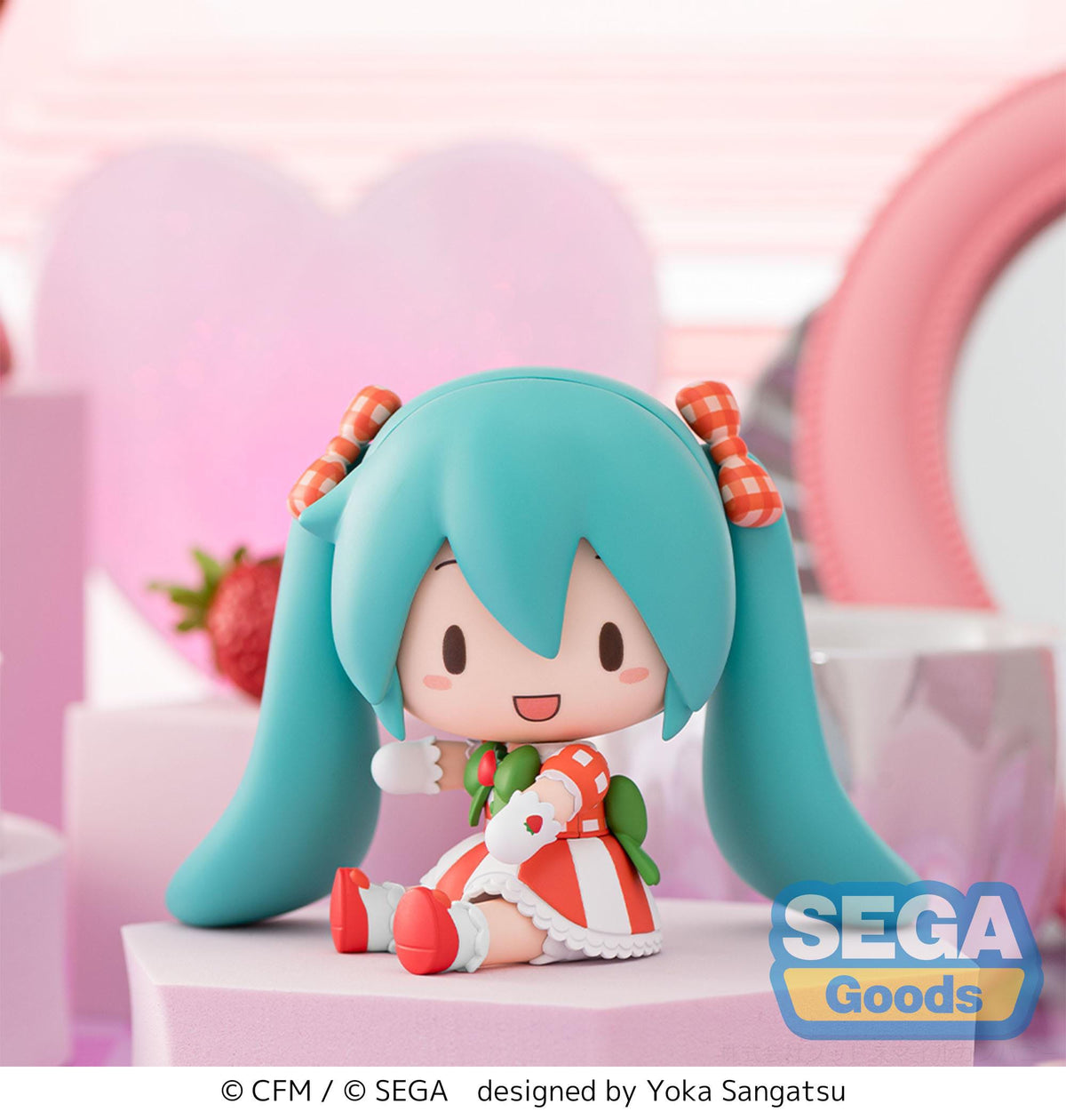 Hatsune Miku - Miku x Love and Berry Dress Up and Dance! - Lovely Strawberry - Fuwa Petit Chibi Figur (SEGA)