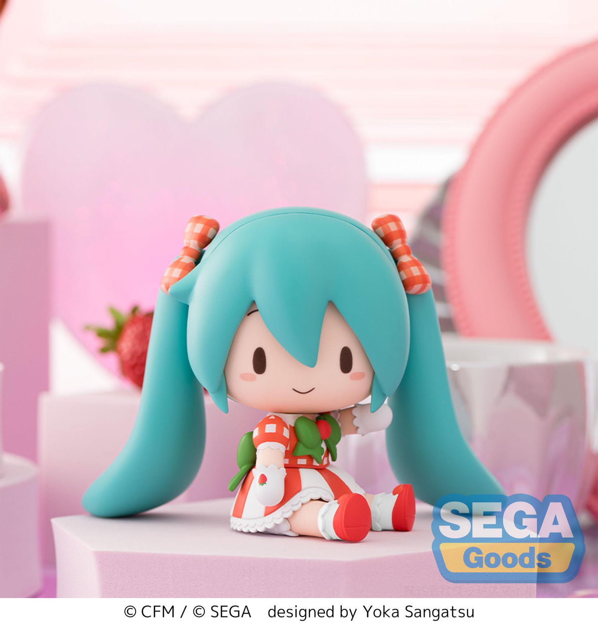 Hatsune Miku - Miku x Love and Berry Dress Up and Dance! - Lovely Strawberry - Fuwa Petit Chibi Figur (SEGA)