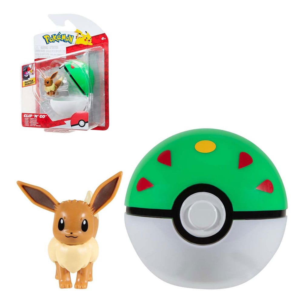 Pokémon - Clip'n'Go Poké Balls - Evoli #4 & Freundesball (Jazwares)