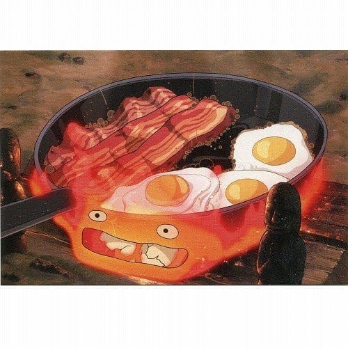 Das wandelnde Schloss - Postkarte - Calcifer bacon & egg (Movic)