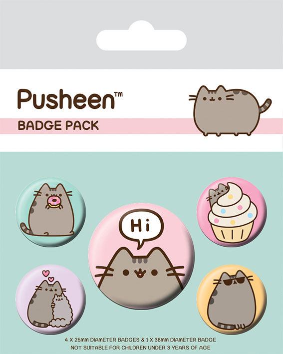 Pusheen - Confezione di badge / bottoni per badge da 5 pezzi - Pusheen ti saluta (Pyramid International)