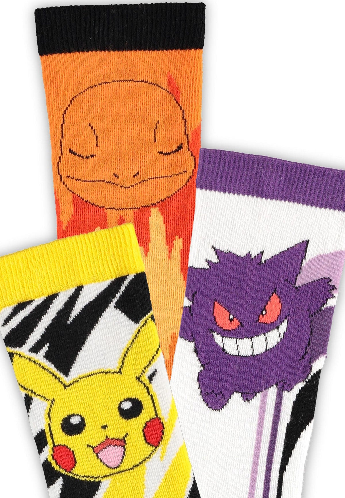 Pokemon - Socken - Pikachu, Glumanda, Gengar - 3er-Pack - Größe 43-46 (Difuzed)