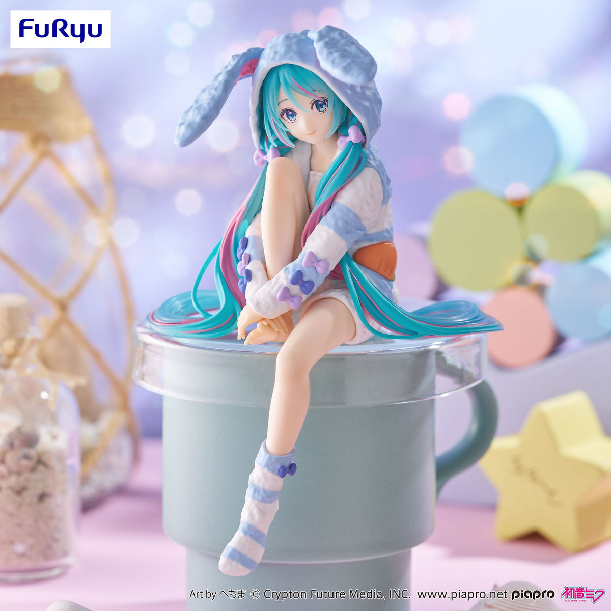 Hatsune Miku - Rabbit Ear Hood Pajama - Blue Color Noodle Stopper figure (Furyu)