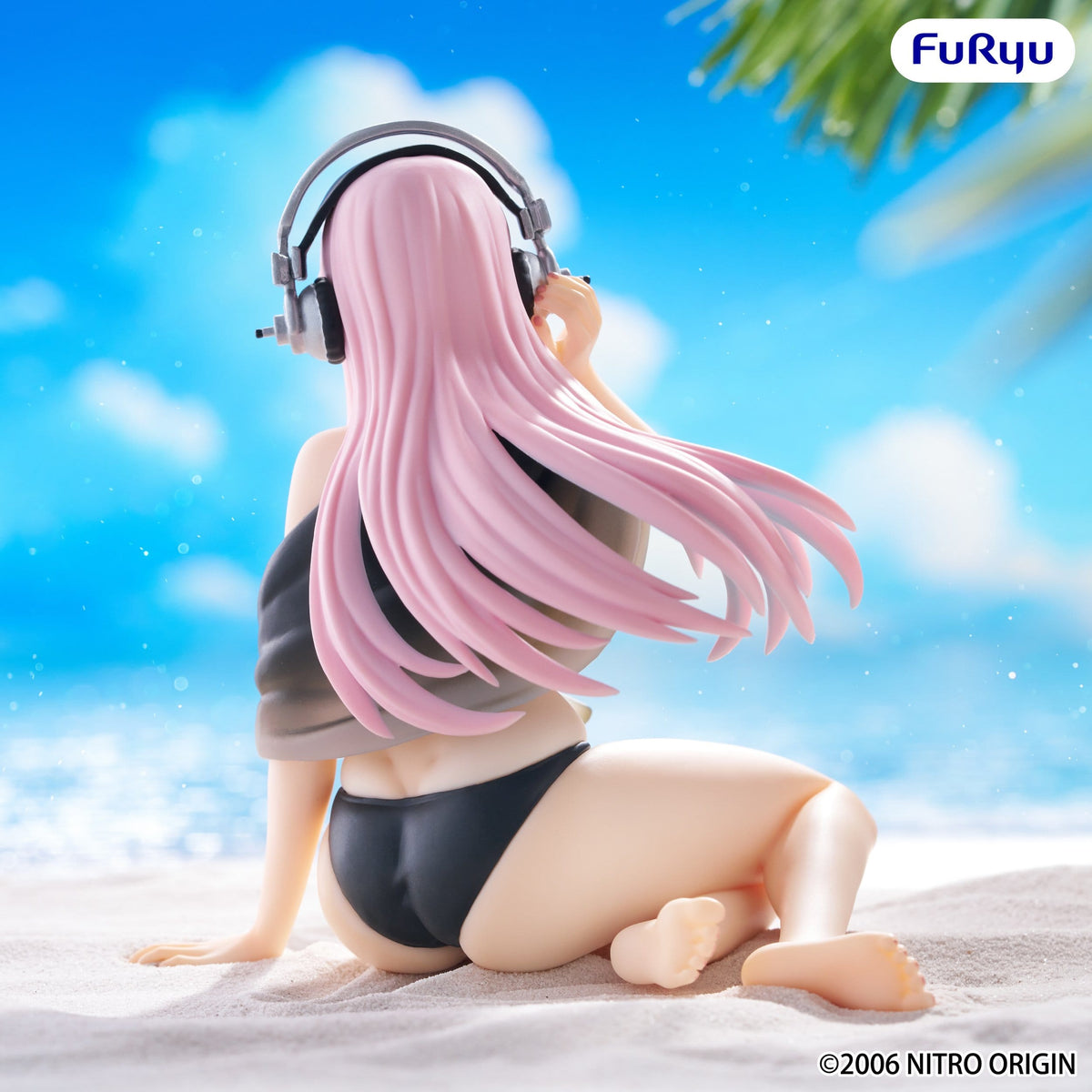 Super Sonico - Swimsuit Black Color - Noodle Stopper Figur (Furyu)