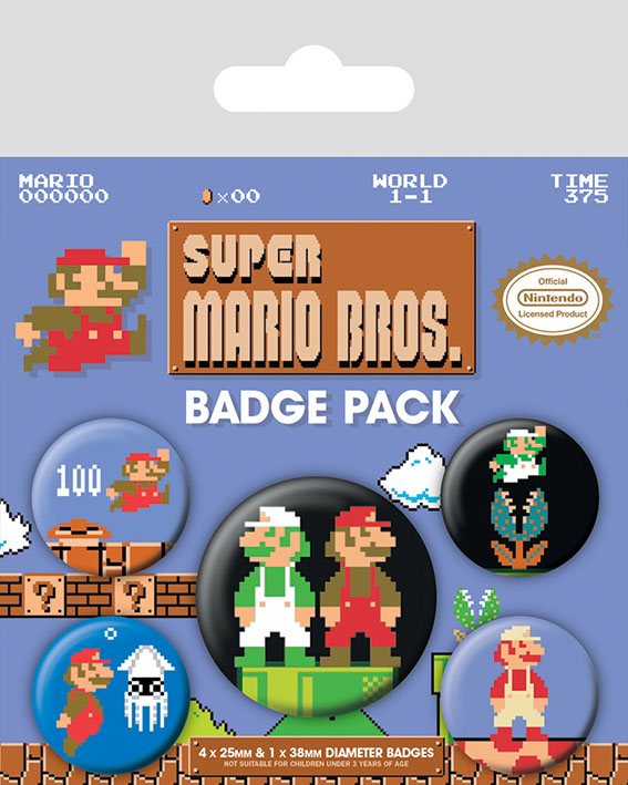 Super Mario Bros. - Badge Pack / Ansteck-Buttons 5er-Pack (Pyramid International)